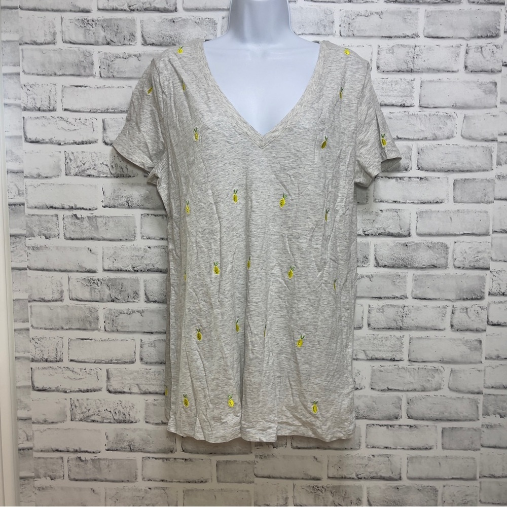 Merona Lemon V-Neck Gray T-Shirt NWT XXL